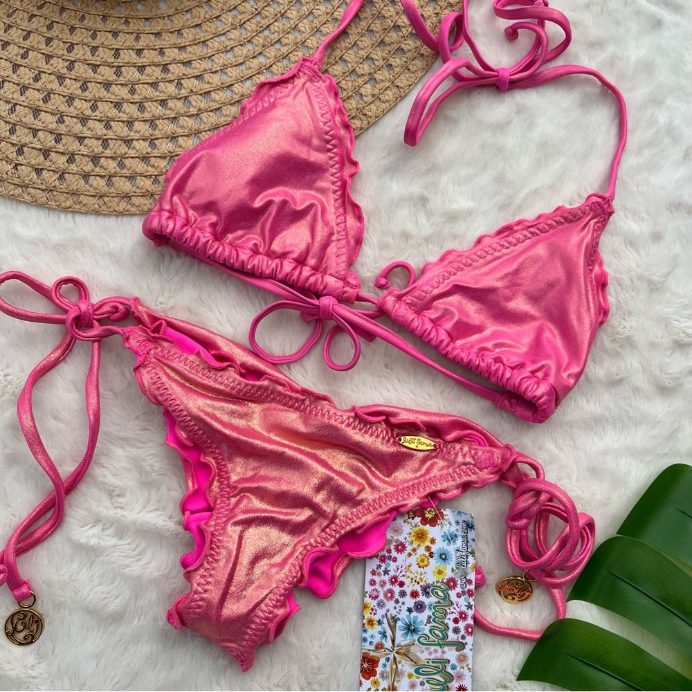 Luli Fama Metallic Ay Dios Mio Wavey Triangle Top and Brazilian Bottom